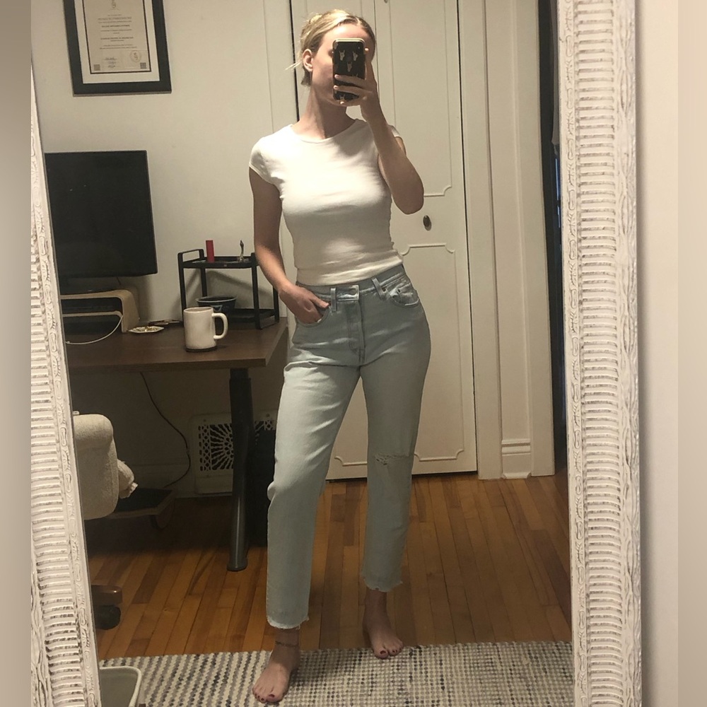 Levi's 501 Light Blue Straight Leg Women's Jeans